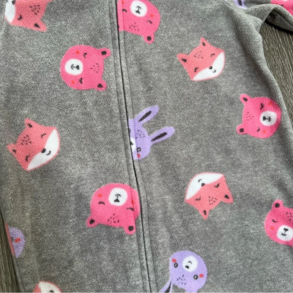 CARTERS FLEECE ZIP UP FOOTED SLEEPER ANIMALS GREY 12MO